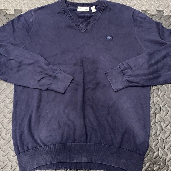Rare Vtg Lacoste Sweater Navy Logo V-Neck Size FR 5 / US Large polo golf - Picture 1 of 7